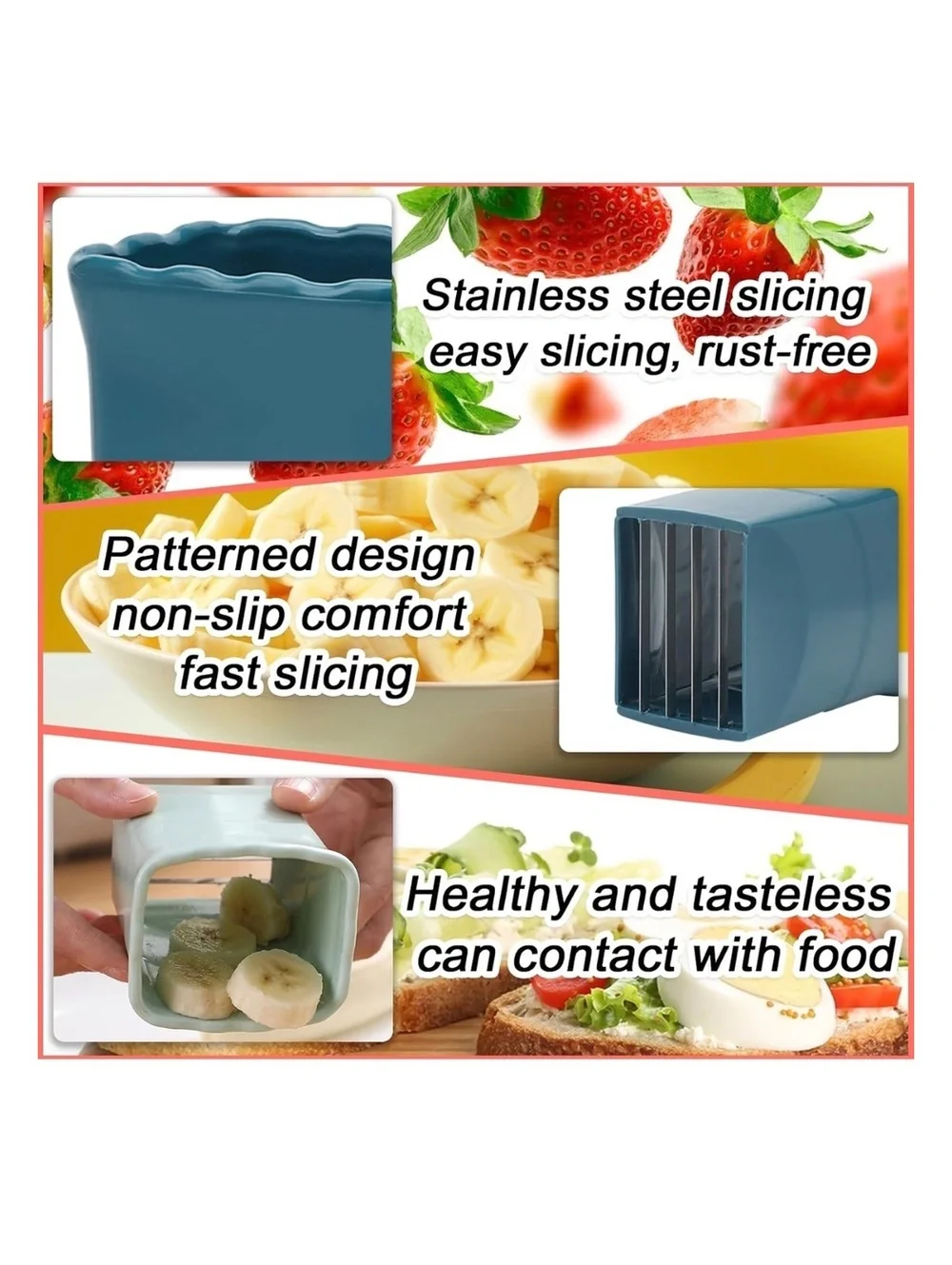 Set of 2 Plastic and Stainless Steel Fruit and Vegetable Slicers